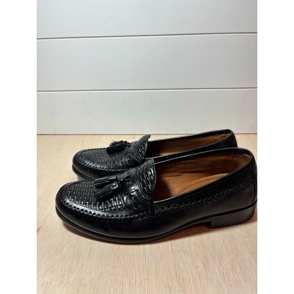 Domani Men\'s Tassel Weaved Leather Loafers Slip On Shoes India Size 9.5 Black